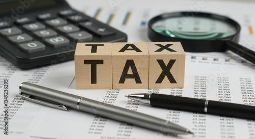 Wallpaper Mural Tax calculation and finance: essential tools featuring calculator, pen, and documents Torontodigital.ca