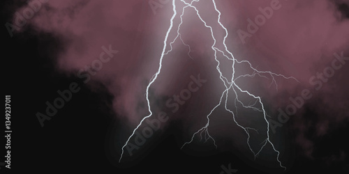 Mountainous Cumulus Clouds Boiling in the Summer Sky. White cloudiness, mist or smog overlay backgrounds. Wide sky and clouds dark tone. Dark cloud at evening sky with thunder bolt.>>
