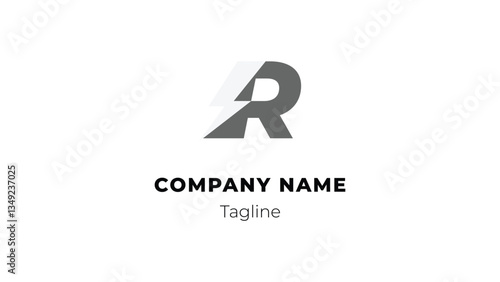 R modern flat design logo with blitz