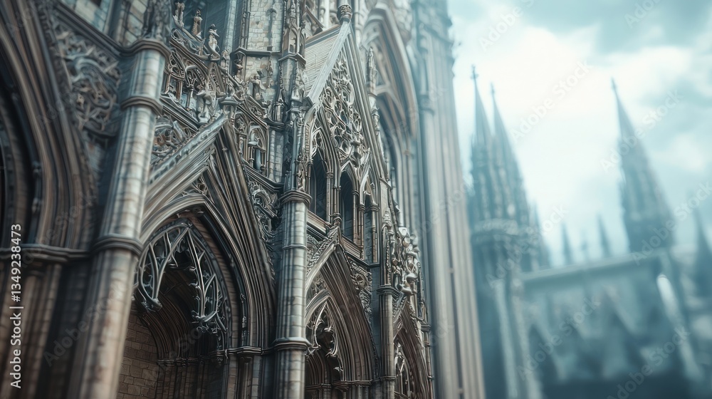 Obraz premium Gothic Cathedral Architectural Detail: A Masterpiece of Stone and Design