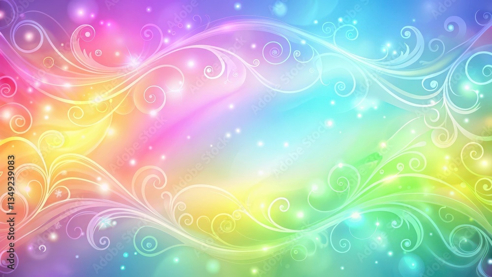 Pastel Rainbow Gradient Background with Glowing Swirls, neon colors