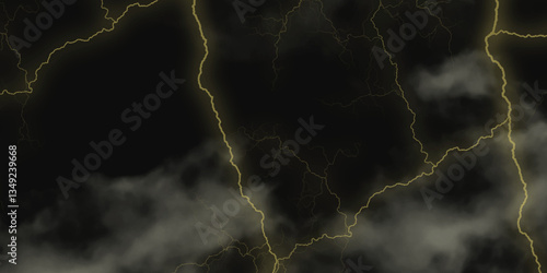 Mountainous Cumulus Clouds Boiling in the Summer Sky. White cloudiness, mist or smog overlay backgrounds. Wide sky and clouds dark tone. Dark cloud at evening sky with thunder bolt.>>
