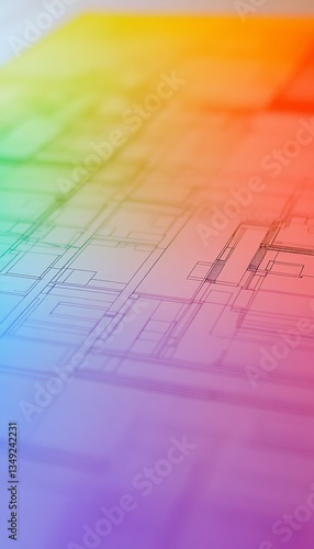 Wallpaper Mural Colorful Blurred Blueprint Architectural Design Background for Construction and Engineering Torontodigital.ca