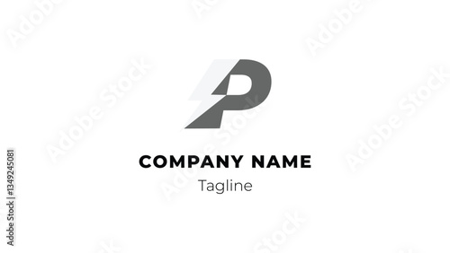 P modern flat design logo with blitz