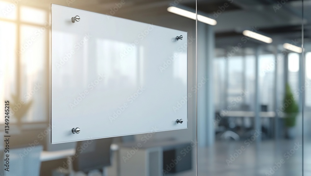Fototapeta premium Modern Office Glass Panel Displays Information Clearly and Concisely in a Sleek Design.