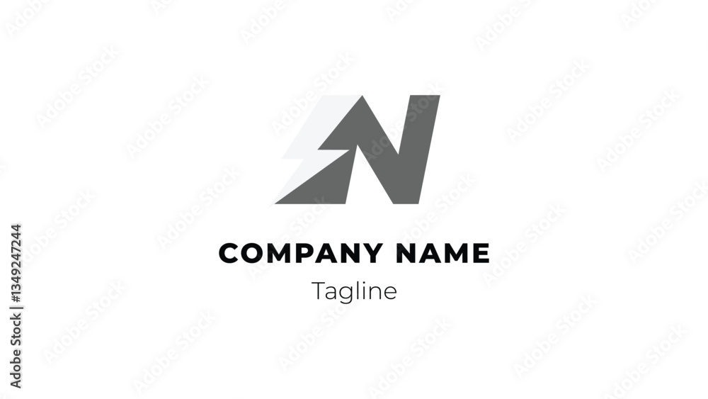 N modern flat design logo with blitz N modern flat design logo with blitz