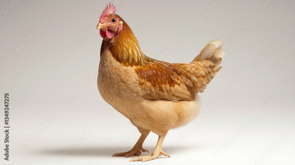 Fototapeta premium Observing a chicken in a studio setting animals photography indoor close-up nature's beauty