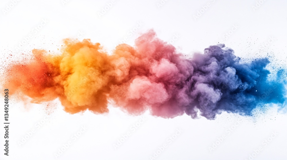 Colorful powder explosion on white background, design element