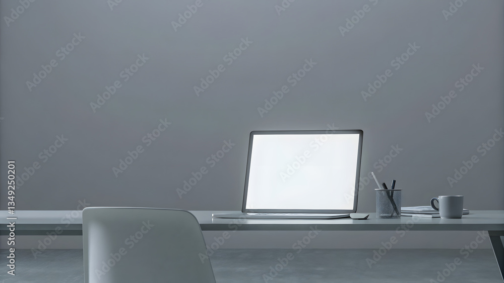 Minimalist workspace with an empty screen clean a Minimalist workspace with an empty screen clean a