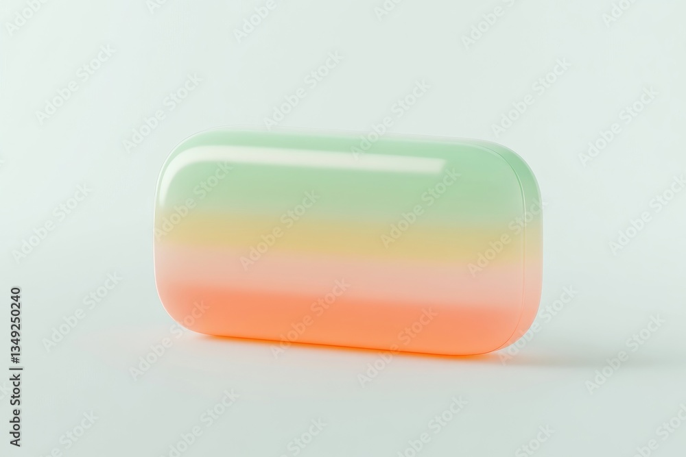Colorful, oval-shaped, pastel-toned object with three horizontal layers of gradient colors. A smooth, glossy surface creates a vibrant visual impact Colorful, oval-shaped, pastel-toned object with three horizontal layers of gradient colors. A smooth, glossy surface creates a vibrant visual impact