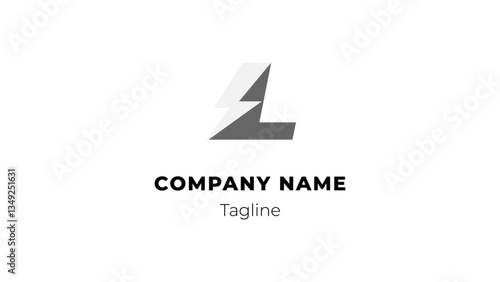 L moder flat design logo with blitz