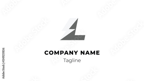 L moder flat design logo with blitz