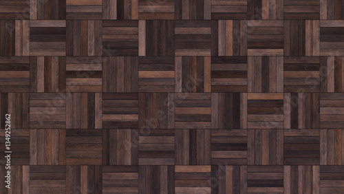 Seamless Dark Wooden Parquet Texture Background with Geometric Pattern – High-Resolution Wood Panel Surface for Architectural and Interior Design