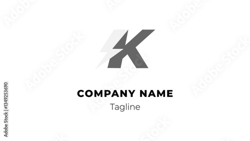 K modern flat desing logo with blitz