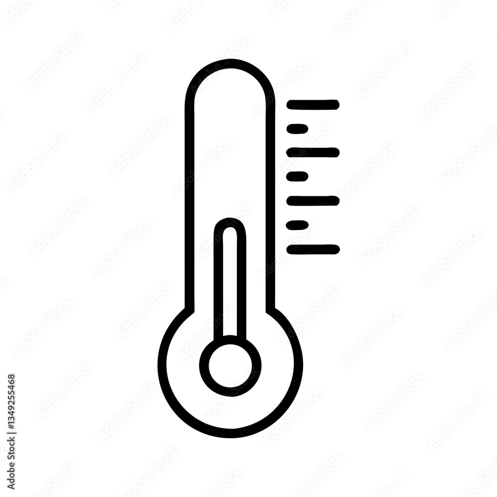 black outline thermometer icon with temperature scale isolated on white background representing heat measurement and climate control black outline thermometer icon with temperature scale isolated on white background representing heat measurement and climate control