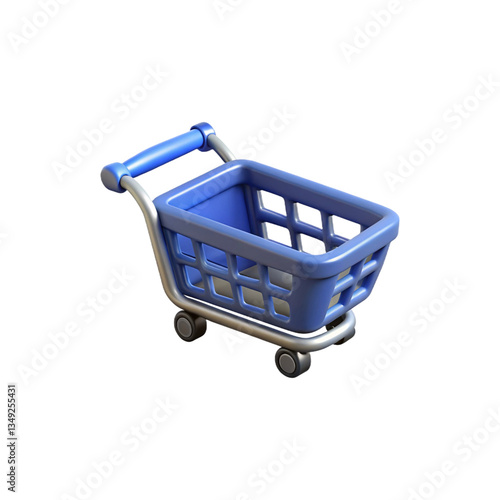 Shopping cart trolley icon blue isolated for online store transparent background