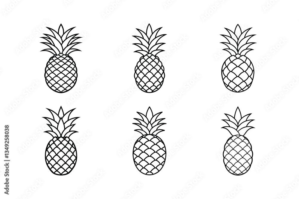 Obraz premium Pineapple – Ananas comosus line art vector illustration