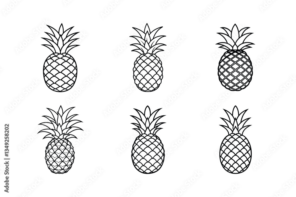 Obraz premium Pineapple – Ananas comosus line art vector illustration