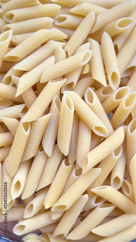 Raw pasta close-up in motion Raw pasta close-up in motion