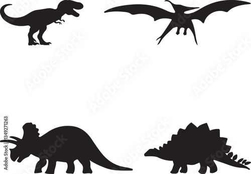 dinosaurs silhouettes vector
