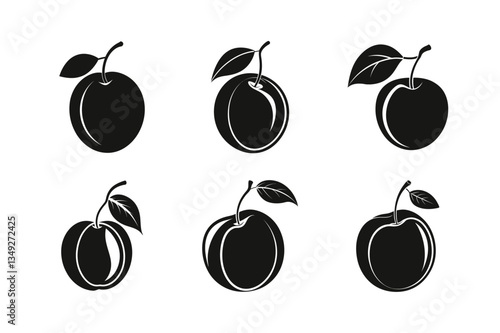 Plum – Prunus domestica silhouette vector illustration