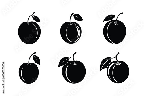 Plum – Prunus domestica silhouette vector illustration