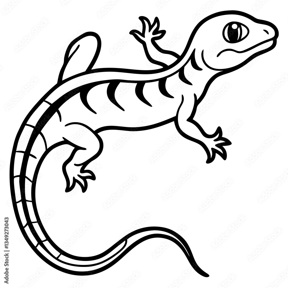 Fototapeta premium Reptilian Grace: A captivating black and white illustration of a gecko in its natural form.