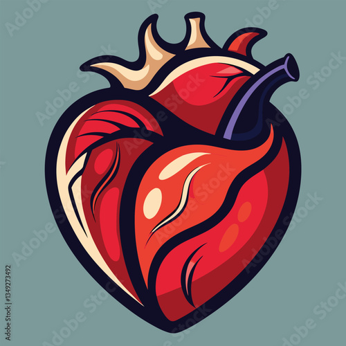 Stylized Anatomical Heart Illustration - A Symbol of Love and Vitality