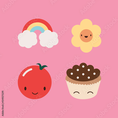 Whimsical Dessert with Rainbow Illustration