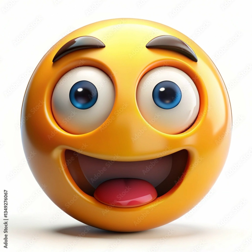 Fototapeta premium 3D emoji face with a wow expression on white