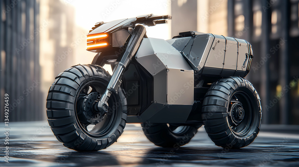 Electric moped with a contemporary design, ideal for sustainable city travel Electric moped with a contemporary design, ideal for sustainable city travel