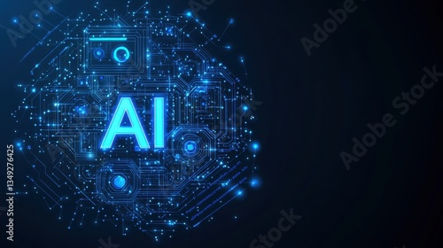Futuristic Digital AI Technology with Circuitry Background Design