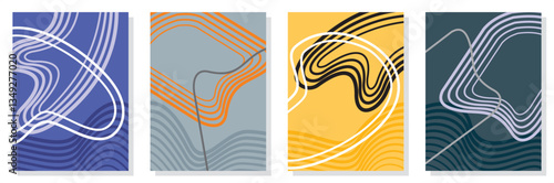 Set of abstract minimalist digital artwork illustrations for wall decoration, postcard, poster, brochure cover design and others.
