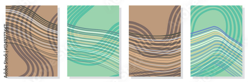 Set of abstract minimalist digital artwork illustrations for wall decoration, postcard, poster, brochure cover design and others.
