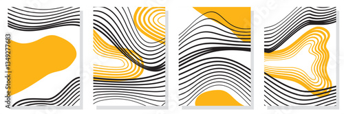 Set of abstract minimalist digital artwork illustrations for wall decoration, postcard, poster, brochure cover design and others.
