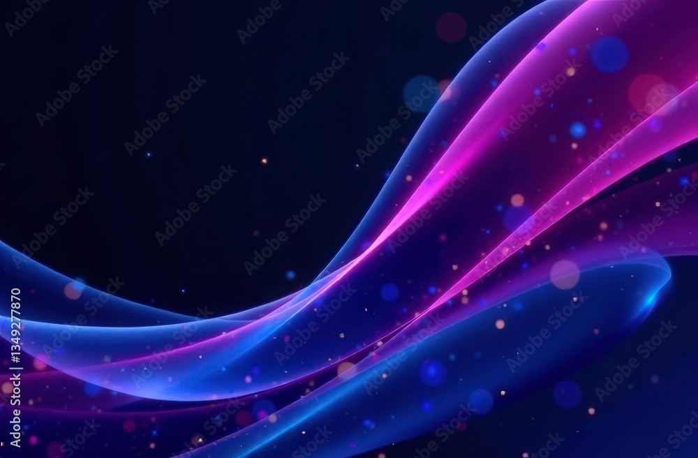 Fototapeta premium abstract blue and pink waves on black background