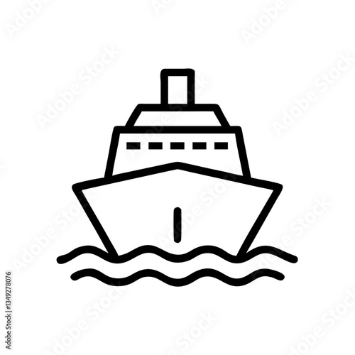 Cruise ship sailing on waves in a minimalist style  