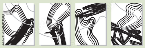 Set of abstract minimalist digital artwork illustrations for wall decoration, postcard, poster, brochure cover design and others.
