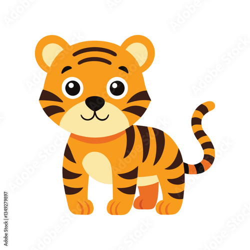 a cute baby tiger isolated on white
