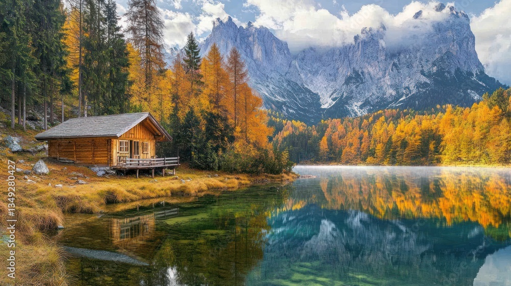 Serene Autumn Escape: Mountain Cabin by Pristine Lake Serene Autumn Escape: Mountain Cabin by Pristine Lake
