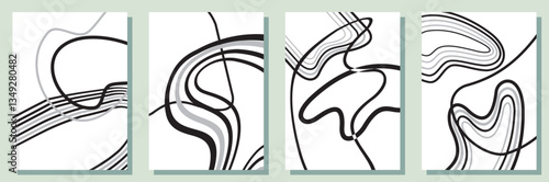 Set of abstract minimalist digital artwork illustrations for wall decoration, postcard, poster, brochure cover design and others.
