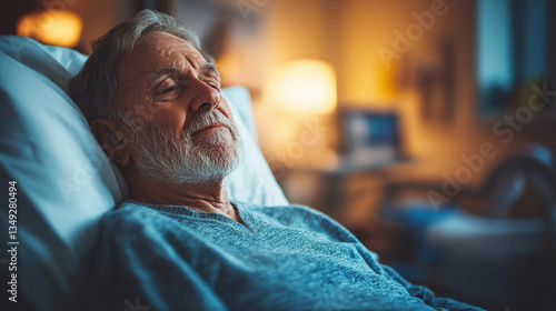 Wallpaper Mural A man is sleeping in bed with a light on in the background Torontodigital.ca