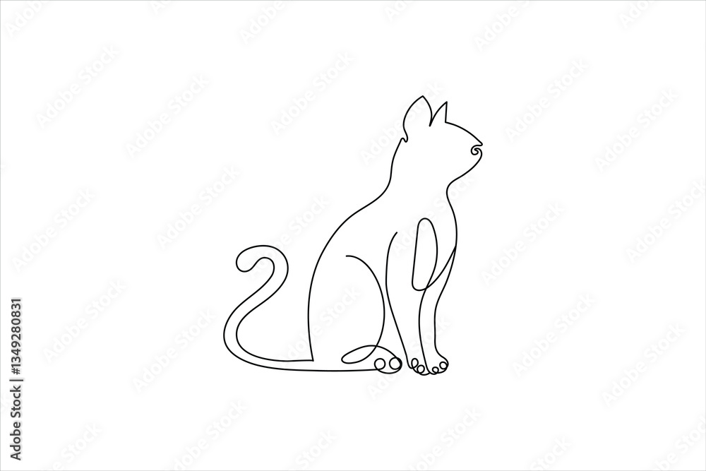 Fototapeta premium Continuous one line cat drawing out line vector illustration design