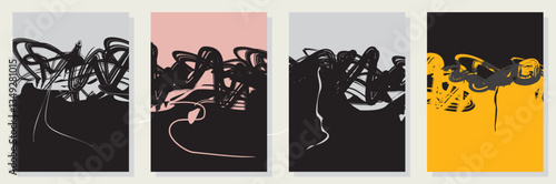 Set of abstract minimalist digital artwork illustrations for wall decoration, postcard, poster, brochure cover design and others.
