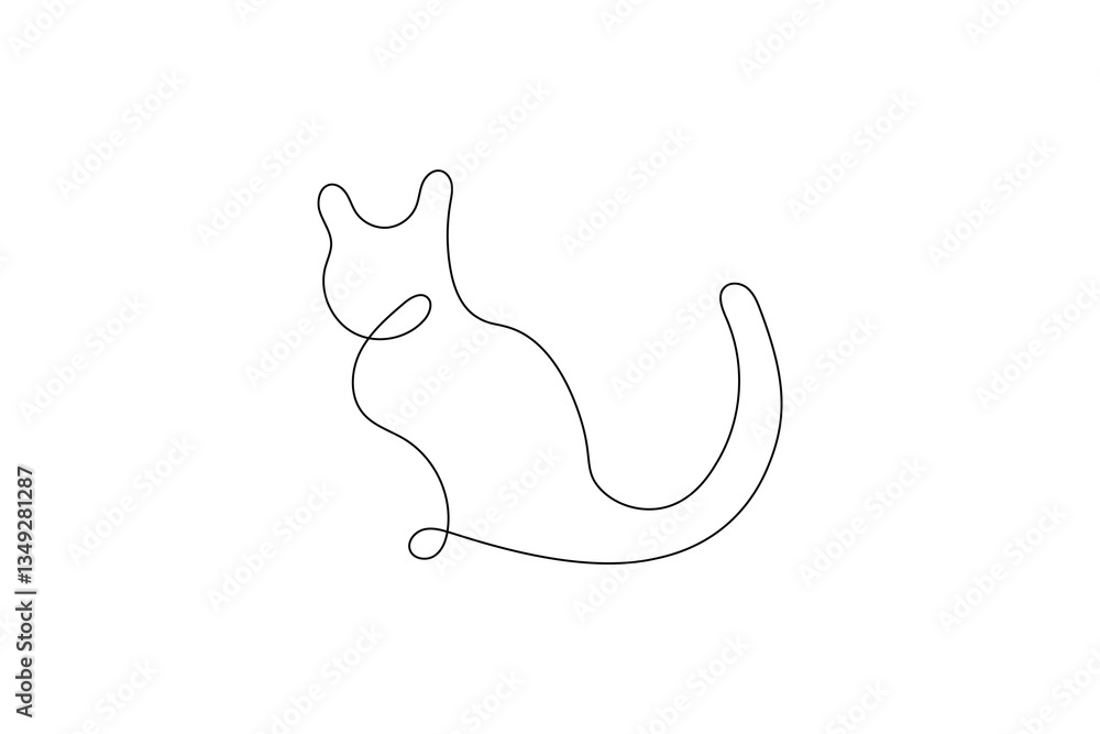 Naklejka premium Continuous one line cat drawing out line vector illustration design