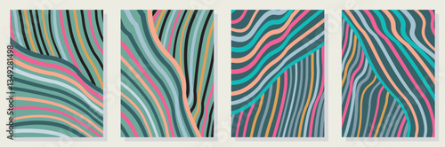 Set of abstract minimalist digital artwork illustrations for wall decoration, postcard, poster, brochure cover design and others.
