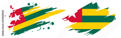 Vector illustration of Togo flag in brush stroke effect on transparent background