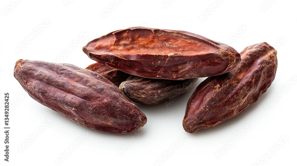 custom made wallpaper toronto digitalA collection of dried cacao pods showcasing their rich brown color and unique textures on a clean white background