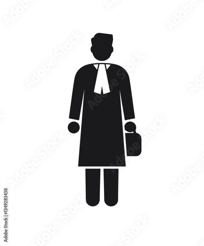 Lawyer icon vector in black color with white background. Symbol of law and justice, advocate.