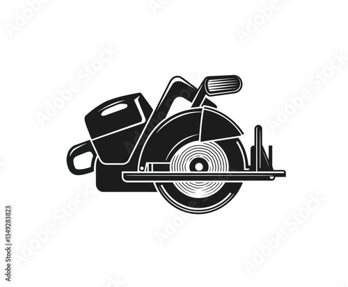 Petrol cut-off machine or multi cutting machine vector icon in black color with white background